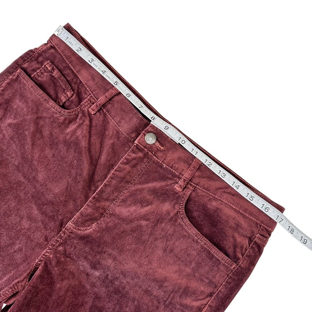 LOFT Red Maroon Burgundy Velvet Pant Women SZ 14/32 Petite-Modern Skinny - Picture 4 of 16